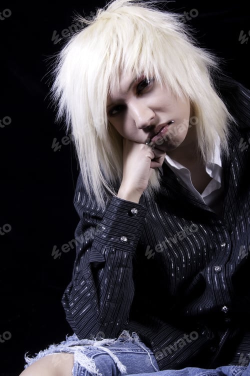 Preview: Blond Teenager Leaning On One Fist