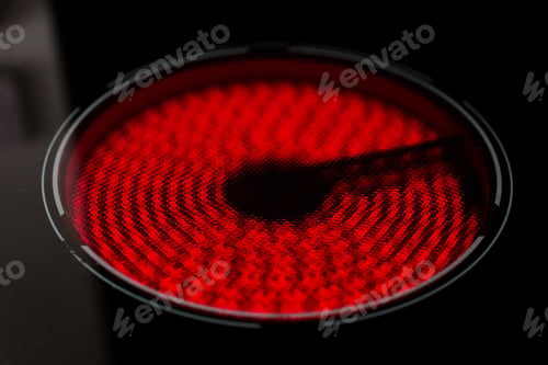 Preview: Electric Cooking Hob Switched On Glowing Red