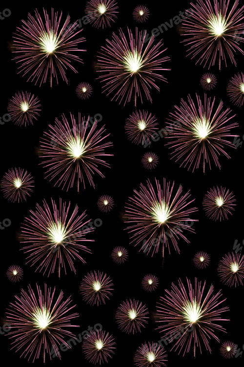 Preview: Decorative Photo Montage: Duplicates Of A Single Burst Of Fireworks