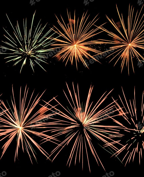 Preview: Fireworks Of Similar Size Bursting In A Pattern