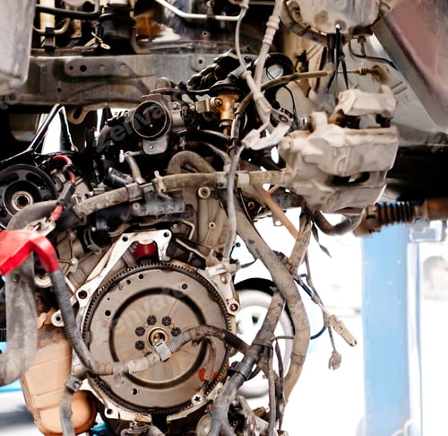 Preview: Car Engine At The Mechanic After Taking From A Vehicle