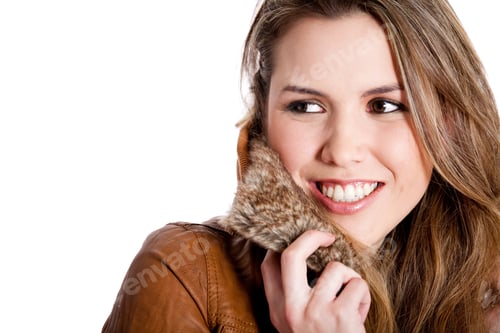 Preview: Beautiful Fashion Woman Portrait Smiling - Isolated Over White