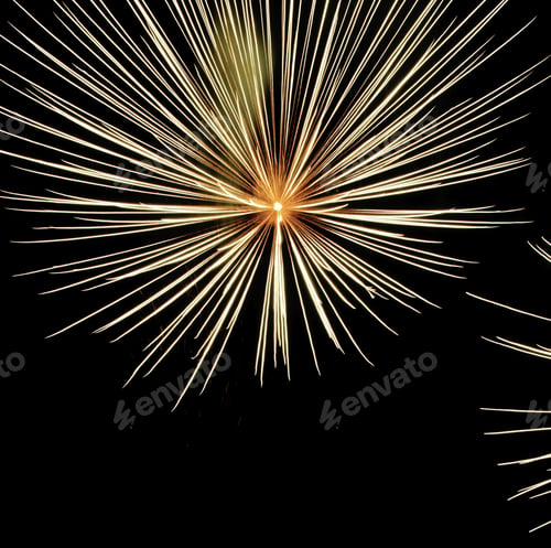Preview: Spidery Burst Of Fireworks Extending Outside The Frame, With Streaks From Nearby Burst