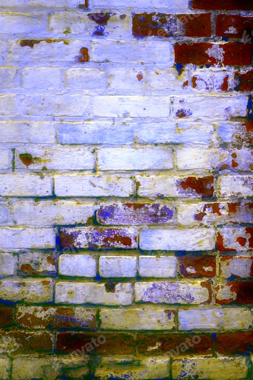 Preview: Urban Grunge: Detail Of Whitewashed Exterior Brick Wall, With Filtered Effects, For Texture And