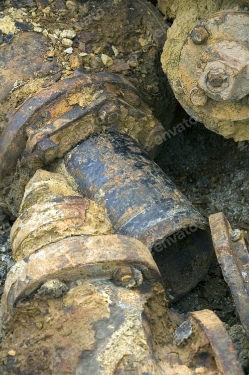 Preview: Encrusted Old Pipes In A Dump - Grunge Close-Up