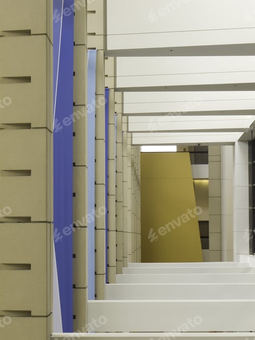 Preview: Architectural Abstract: Symmetrical Perspective Of Pillars And Beams Along Upper Level Of