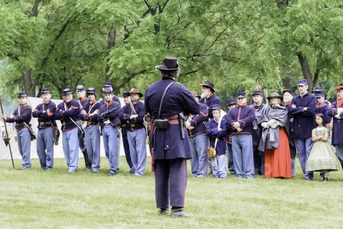 Preview: Wauconda, Illinois/Usa - July 12, 2014: In A Reenactment Of The American Civil War (1861-1865), A
