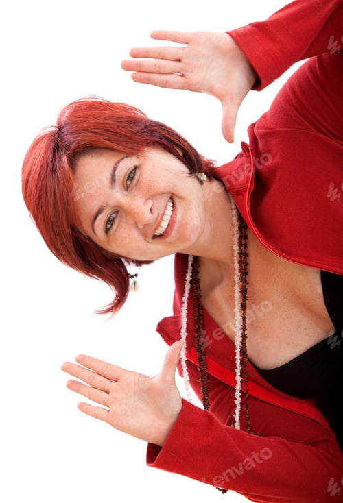 Preview: Excited Red Hair Woman Isolated Over White