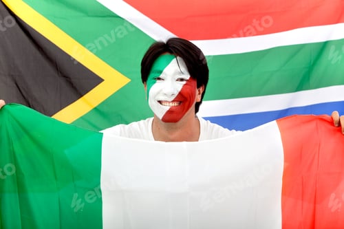 Preview: Football Fan With Painted Face Happy That Italy Is In South Africa 2010