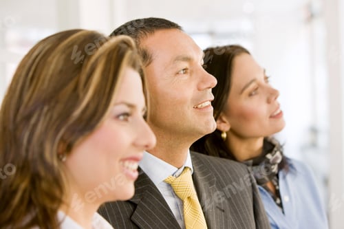 Visualização: Business Group Portrait Smiling In An Office