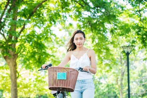 Preview: Young Lady Relaxing In The Natural Park. Vacation On Summer In The Garden. Feeling Positive