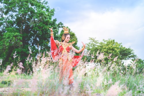 Preview: Woman Wearing Typical Thai Dress With Thai Style