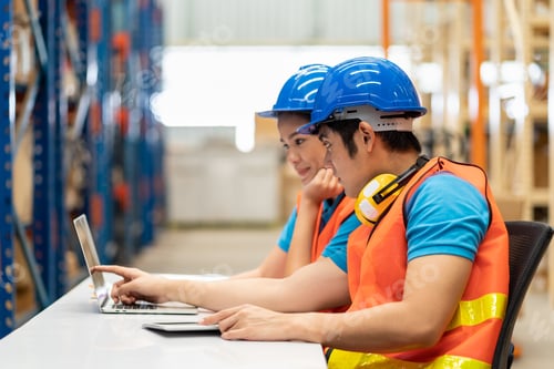 Preview: Group Of Asian Young Male And Female Employee Worker Working Computer Notebook And Discussing In