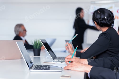Preview: Businesspeople Meeting And Discussing With Colleagues In Conference Room. Personal Development And