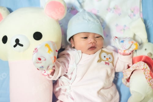 Preview: Portrait Of Cute Baby On The Bed