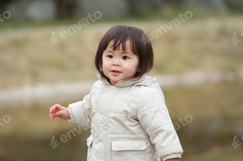 Preview: Japanese Girl Taking A Walk In The Park (1 Year Old)
