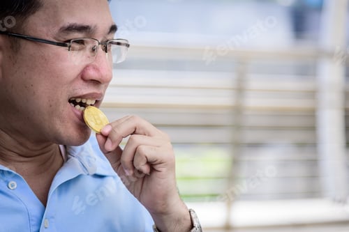 Preview: Adisn Business Man Has Kissing On Bit Coin Money With Happy.