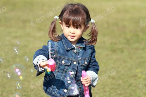 Preview: Japanese Girl (3 Years Old) Playing With Bubble