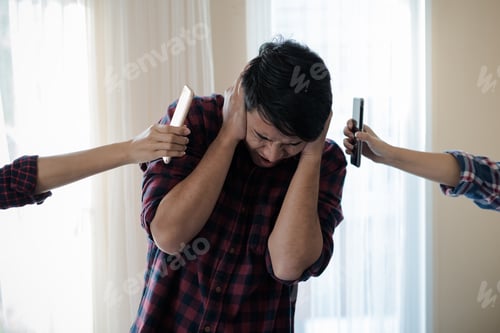 Preview: Businessman Guy Hands Off Ears Annoyed He Doesn'T Want To Answer The Phone.