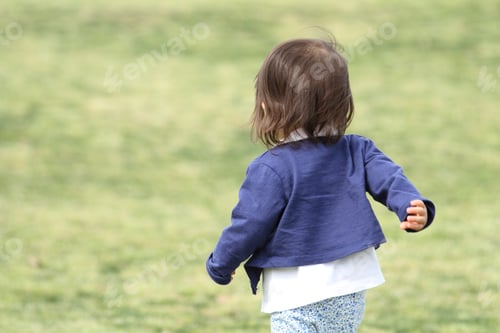 Preview: Japanese Girl Walking On The Grass (1 Year Old)