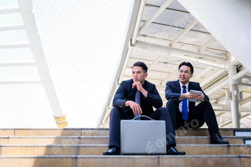 Preview: Two Asian Businessman Has Talking And Looking For Business Vision.