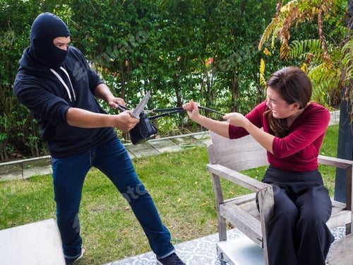 Preview: Bandit For Crime.The Mask Is Bandit To Rob The Woman Talking On The Phone.