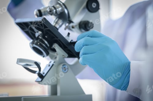 Preview: Asian Man Scientist Researching And Learning In A Laboratory.