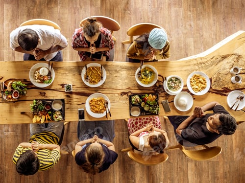 Preview: Top View People Have Lunch