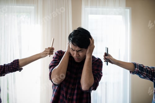 Preview: Businessman Guy Hands Off Ears Annoyed He Doesn'T Want To Answer The Phone.