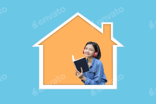 Preview: Young Asian Girl Enjoy Life At Home, Stay Home Concept.