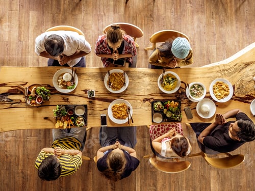 Preview: Top View People Have Lunch