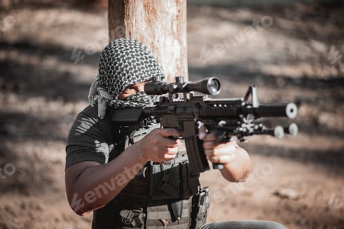 Preview: The Soldier Wearing A Mask And Holding A Gun, Soldier Concpet