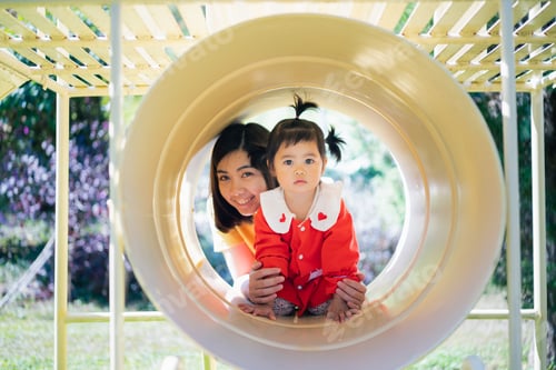 Preview: Cute Asian Baby Playing At The Playground
