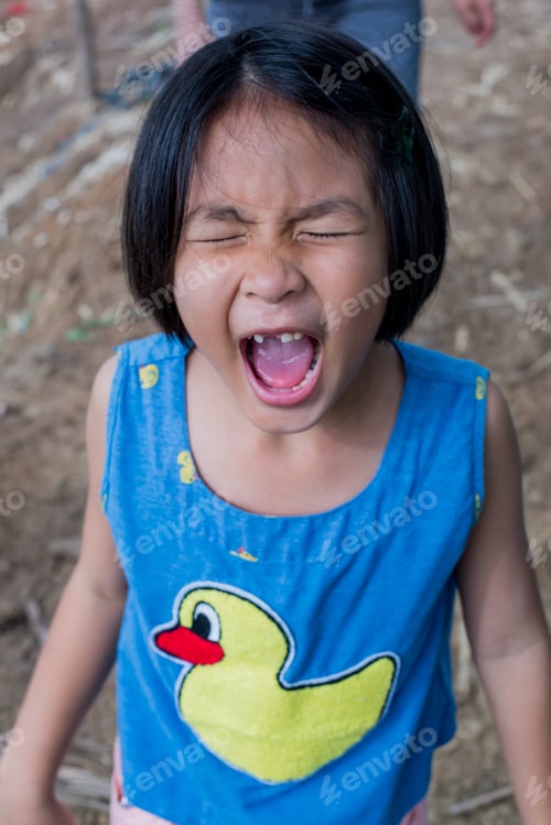 Preview: Little Girl Is Crying In The Home Garden