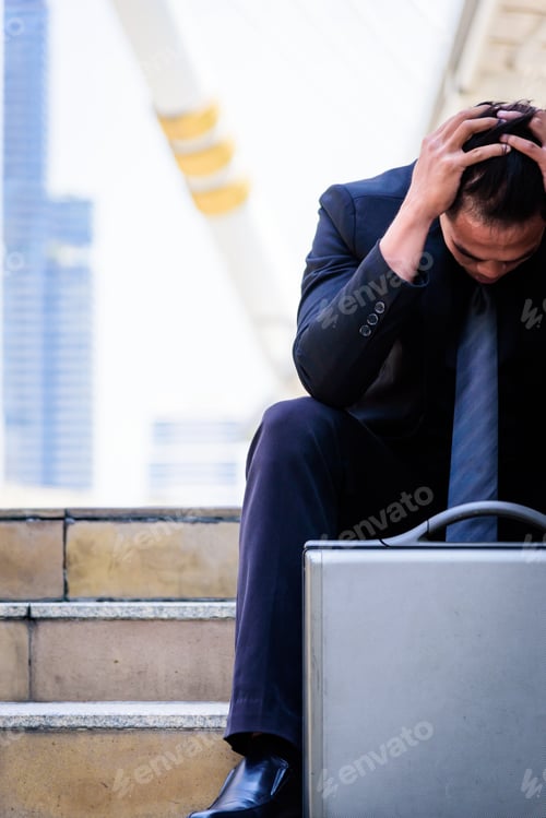 Preview: Asian Businessman Feel Sad And Frustrated Upset Fail In Life.