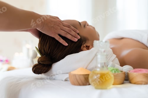 Preview: Beautiful Asian Girl Relaxing Receiving Facial Massage In A Spa Salon