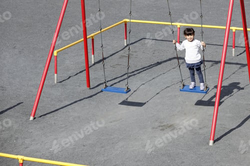 Preview: Japanese Girl Standing On The Swing (5 Years Old)