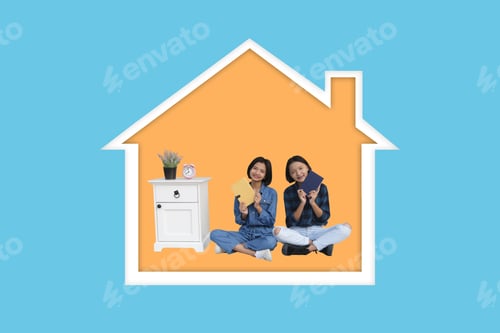 Preview: Young Asian Girl Enjoy Life At Home, Stay Home Concept.