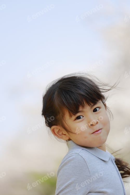 Preview: Japanese Girl And Cherry Blossoms (5 Years Old)