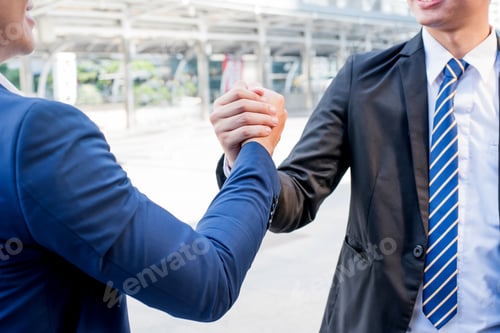 Preview: Business Handshake And Teamwork For Achievement Kpi And Goal