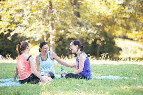 Preview: Women Relaxing After Exercising Outdoors in the Park