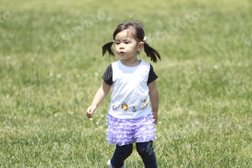 Preview: Japanese Girl Running On The Grass (2 Years Old)