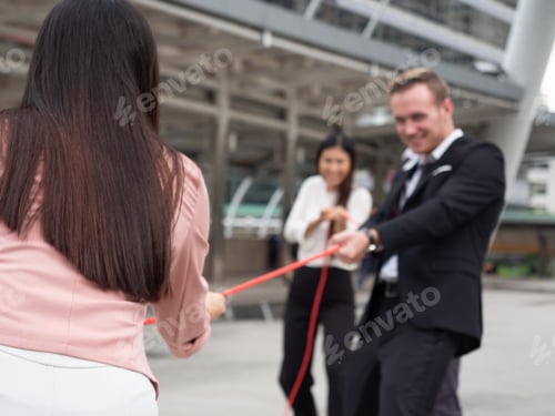 Preview: Business People Pull Rope For Fight Together
