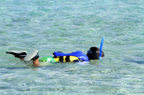 Preview: Japanese Boy Swimming With Snorkel (Second Grade At Elementary School)
