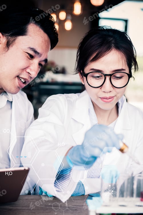Preview: Scientist Working In Science And Chemical For Health. Doctor Working In Lap Test.