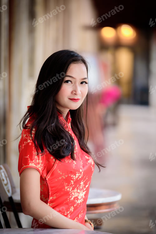 Preview: Portrait Of Asian Chinese And Thai Girl With Happy Chinese New Year Concept.