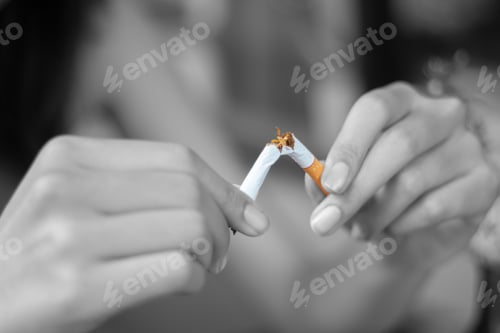 Preview: Beautiful Girl Brokeing Cigarette.Young Woman Quit Smoking.