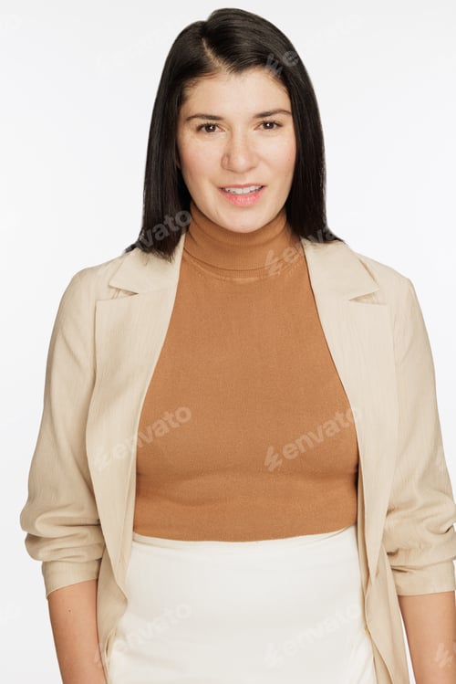 Preview: Studio Shot Of An Attractive Two Spirit Native American Person In Their 30'S Smiling On A White