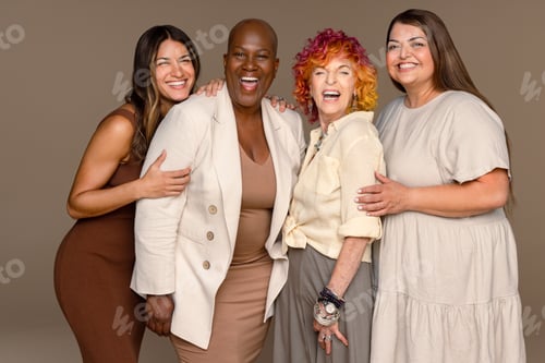 Preview: Three Quarter Length Shot Of A Black Woman In Her 50'S, A Middle Eastern Woman In Her 40'S, A