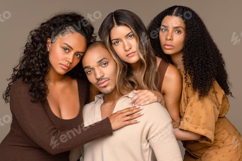 Preview: Stylish People in Earth Tones Group Portrait